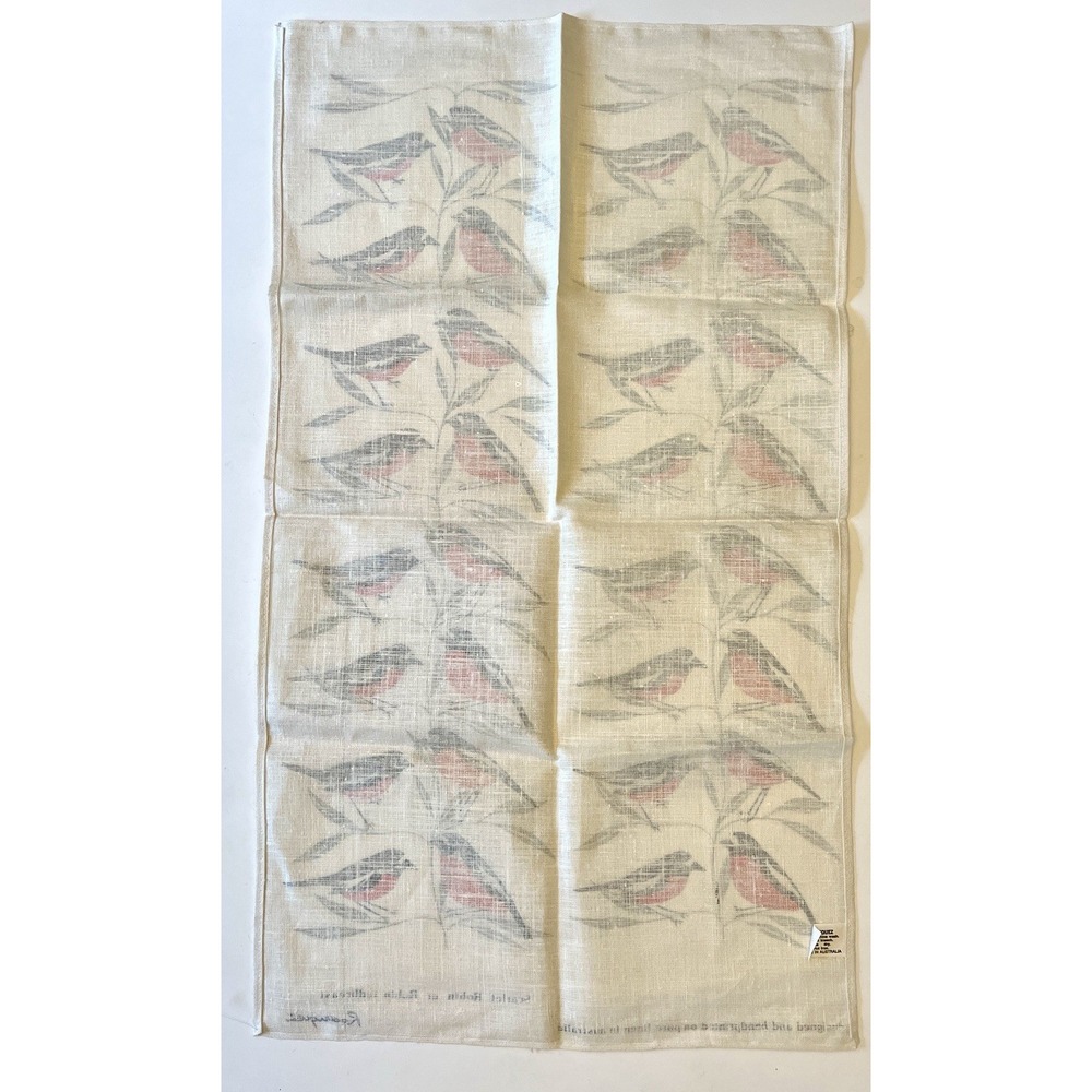 Rodriguez Australian Red Robin Linen Kitchen Tea Towel - Picture 6 of 8